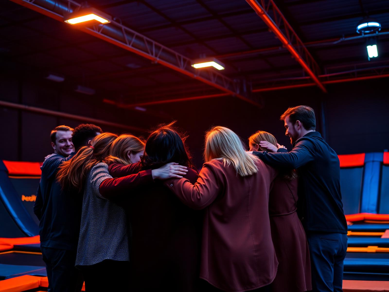Team huddle of hands stacked together